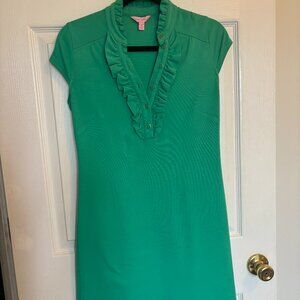 Lilly Pulitzer Dresses/Deb Ruffle Neckline Cap Sleeve Mini Green XS